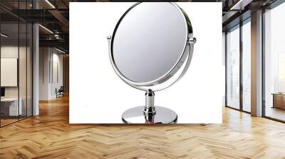  Silver metal stand magnify mirror for beauty salon on Isolated transparent background png. generated with AI Wall mural