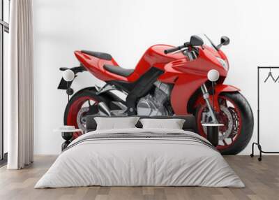 3d red motorcycle on Isolated transparent background png. generated with AI Wall mural