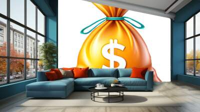 3d render of a  bag with money on isolated transparent background png. Generated with AI Wall mural