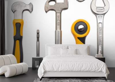 a hammer screwdriver wrench on Isolated transparent background png. generated with AI Wall mural