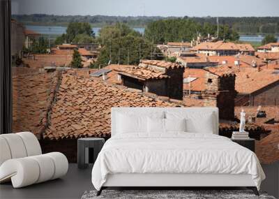 Mantova Italy 10 09 2023 . Red tiled roofs in the city of Mantua. Wall mural