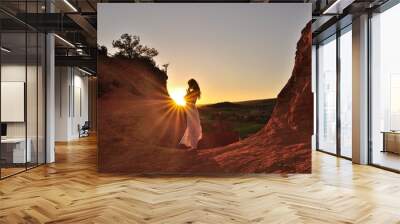 Woman in prayer in the sun, Colorado provencal, rustrel, France Wall mural