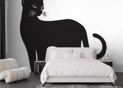 Abyssinian cat silhouette Clipart - Abyssinian logo Design - Cat Vector illustration in black and white
 Wall mural