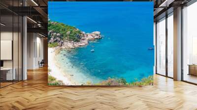 Beautiful tropical beach of Binh Ba, the paradise island with the coast, white sand, clean water, boat, and blue sky. Binh Ba island is a popular tourist destination in Cam Ranh, Nha Trang, Vietnam Wall mural