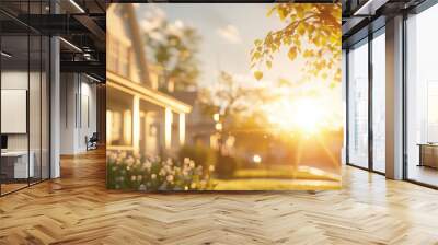 A house with a porch and a tree in front of it Wall mural