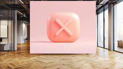 3D render of a pink square with a white X in the center. Wall mural