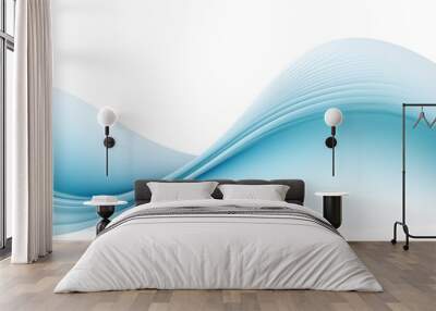 Abstract blue wave on white background. Wall mural