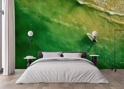 Boat In Crystal Clear Water. Wall mural