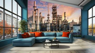 Petrochemical industry on sunset Wall mural