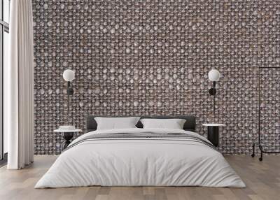 Texture of natural linen fabric in pattern gray color close-up in vintage style Wall mural