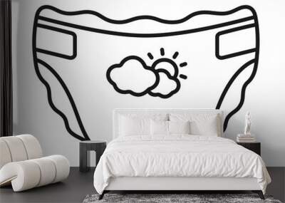 isolated baby diaper icon black and white. vector illustration on white background Wall mural