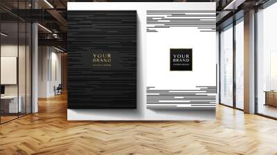 Modern black cover design set. Luxury creative line pattern in premium colors: black, gold and white. Formal vector for notebook cover, business poster, brochure template, magazine layout Wall mural