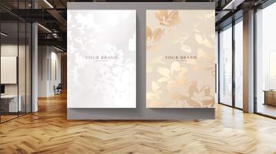 Modern elegant cover design set. Luxury fashionable background with pastel floral pattern. Flower premium vector template for wedding invite, makeup catalog, brochure template, flyer, presentation Wall mural