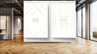 Modern white cover design set. Luxury dynamic gold circle, line pattern. Creative premium stripe vector background for business catalog, brochure template, notebook, invite Wall mural