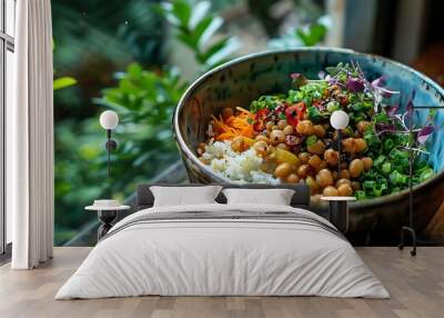 A bowl of rice and vegetables Wall mural