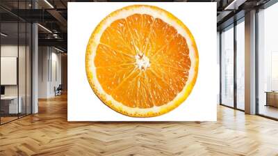 A close up of an orange slice isolated on white background Wall mural