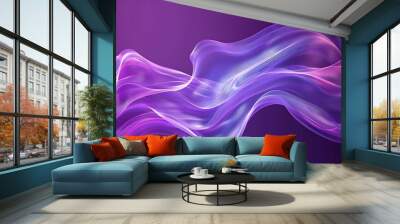 A purple wavy lines and dots. Purple background Wall mural