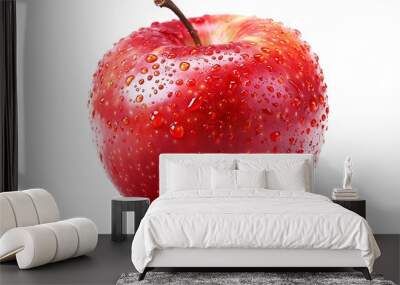 A red apple with water drops isolated on white background Wall mural