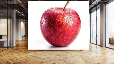 A red apple with water drops isolated on white background Wall mural