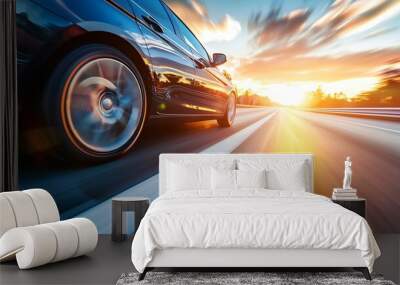 Car on the road with motion blur background Wall mural