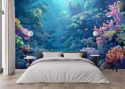 Colorful coral reef in the sea Wall mural