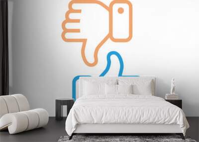 Like and dislike icon on white background. Vector illustration in trendy flat style Wall mural