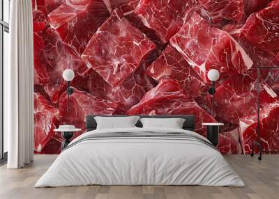 Sliced raw beef meat as a background Wall mural