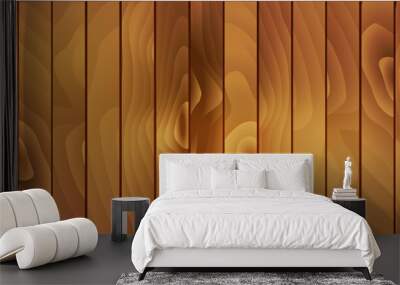 vector illustration of dark brown wooden planks backdrop with visible tree rings pattern Wall mural