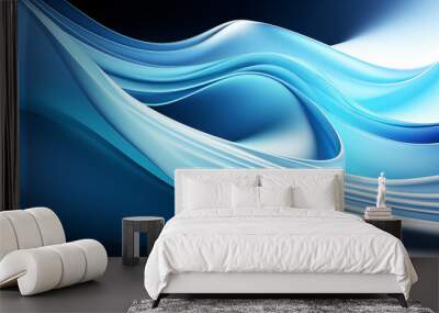 Blue tech background with white gradient and blue spiral, vector graphic, abstract shape, minimalist style Wall mural