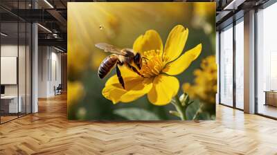 bee on flower Wall mural