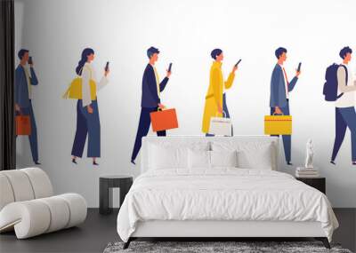 Walking businessman character design in different poses. Wall mural