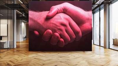 Two hands shaking in a business meeting The concept of loan business, Innovation, and future. Wall mural