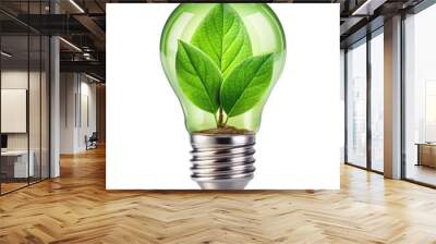 eco light bulb with leaf inside it png Wall mural