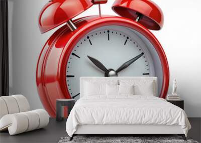 red alarm clock on white Wall mural