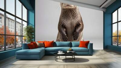 There is a small otter that is sitting down and yawning generative ai Wall mural