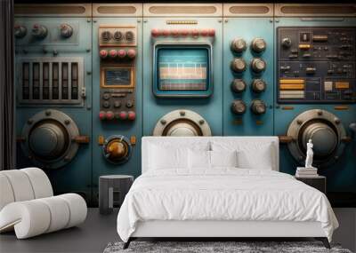 Vintage Equipment Control Panel. Generative AI Wall mural