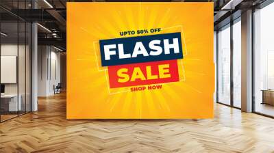 Flash Sale Shopping Poster or banner with Flash icon and 3D text on blue background. Flash Sales banner template design for social media and website. Special Offer Flash Sale campaign or promotion. Wall mural