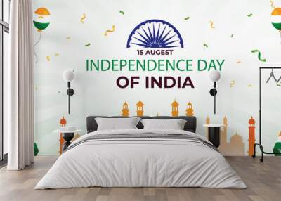 Happy Independence Day India 15th august. Indian monument and Landmark with background , poster, card, banner. vector illustration design Wall mural