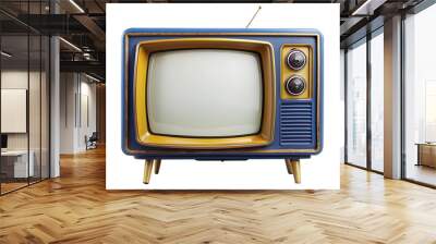 An old vintage retro tv television set with blank screen and isolated on a white background. Wall mural