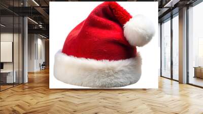 Festive Christmas santa hat isolated on a white background. Wall mural