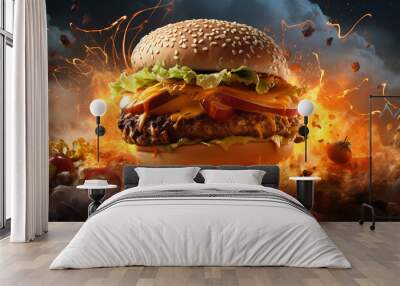 Burger and Hamburger.  Wall mural