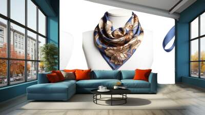 Set of fashionable silk scarfs. Wall mural