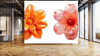 Set of inflated flower balloon graphic decor for cards/ invitations etc. Wall mural