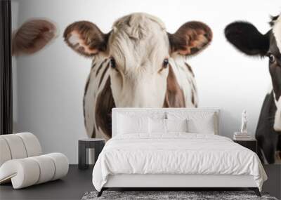 close up of 5 Cows isolated on white Wall mural