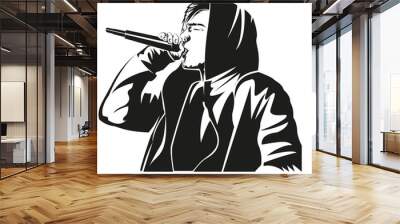 Male singer vectro illustration. Rock vocalist vector. Wall mural