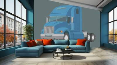 Modern american truck vector illustration. Heavy transport picture flat design Wall mural