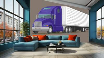 Modern american truck vector illustration. Heavy transport picture Wall mural