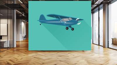 Small plane vector illustration. Single engine propelled aircraft. Air tours wehicle. Flat Design Wall mural