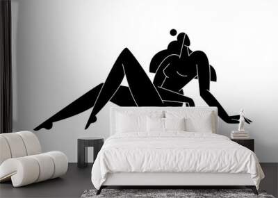 Contemporary female body vector illustration. Nude woman silhouette, abstract pose, feminine figure, modern graphic design. Beauty, self love, body care concept for logo, branding. Minimal fine art Wall mural