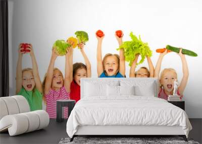 children with vegetables Wall mural